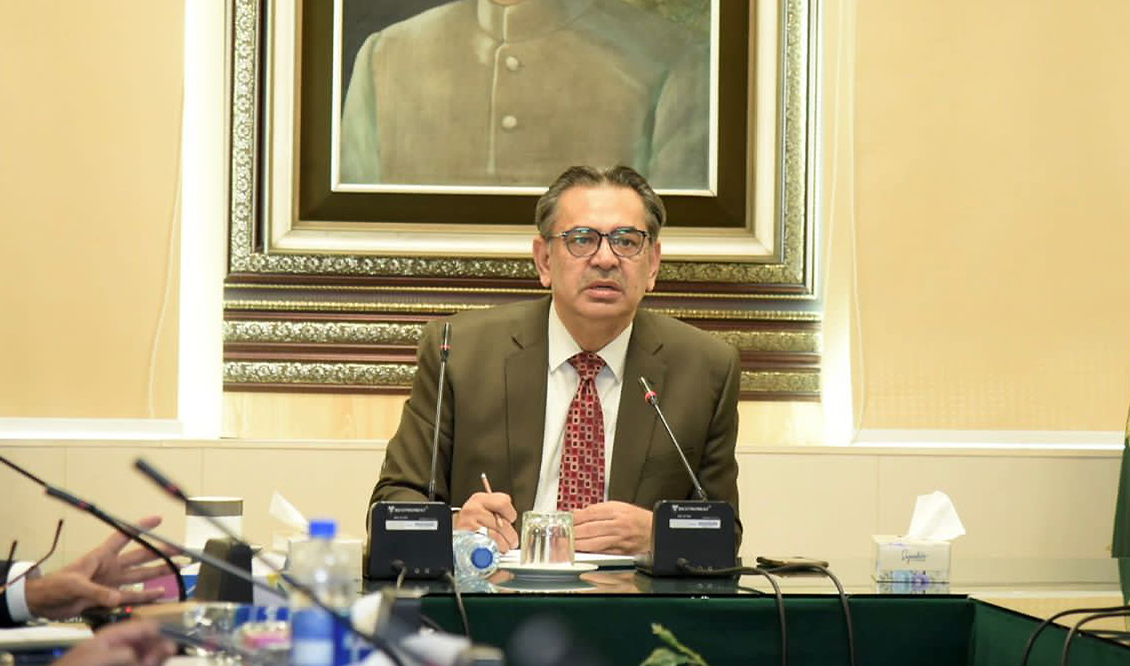 The file photo shows Pakistan’s caretaker religion minister, Aneeq Ahmed, chairing a meeting at Ministry of Religious Affairs & Interfaith Harmony in Islamabad, Pakistan, on August 31, 2023. (Photo courtesy: @MORAisbOfficial/Twitter)