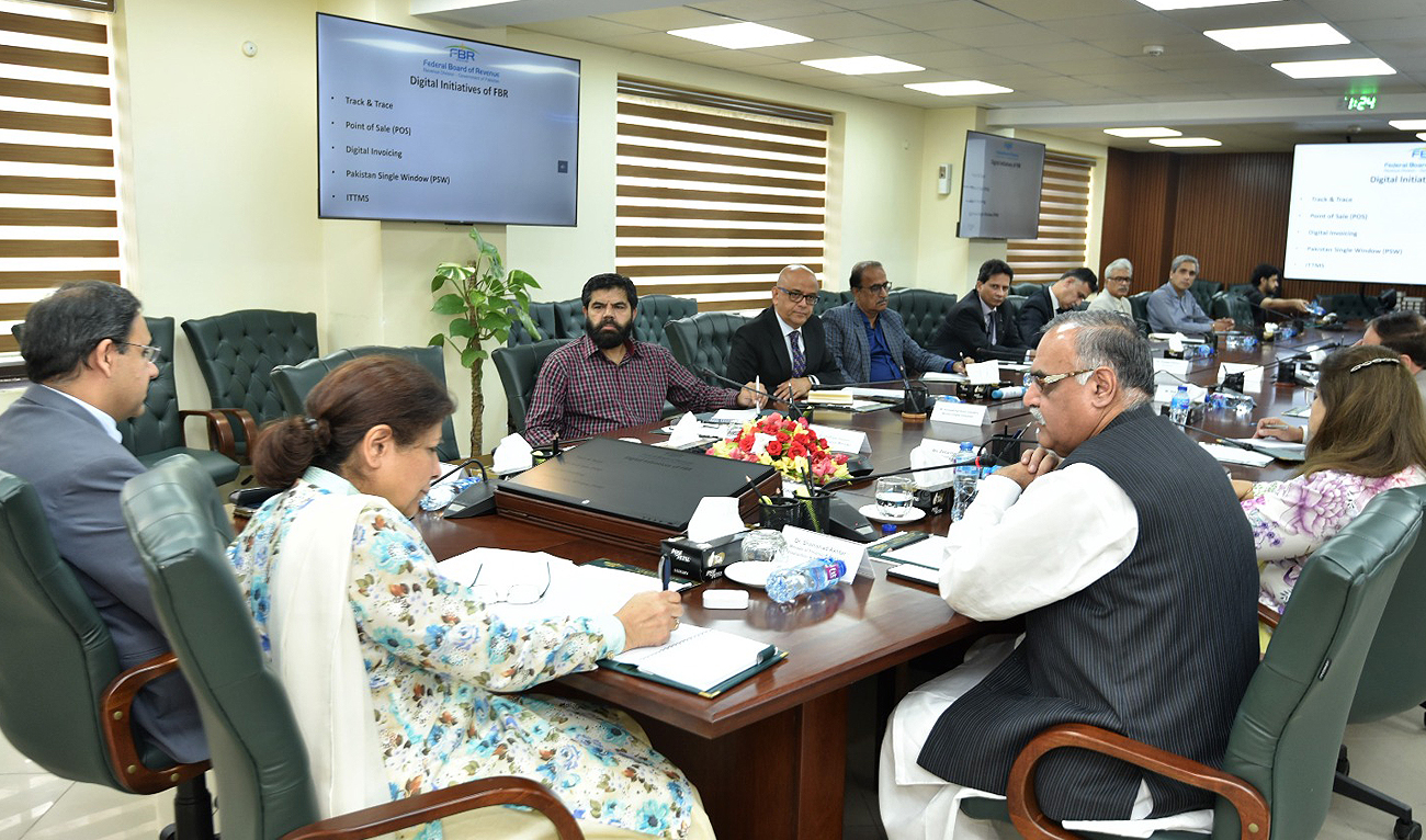 Pakistan's interim finance minister Dr. Shamshad Akhtar holds a meeting of the Federal Board of Revenue at FBR headquarters in Islamabad on Spetember 15, 2023. (Photo courtesy: Ministry of Finance)