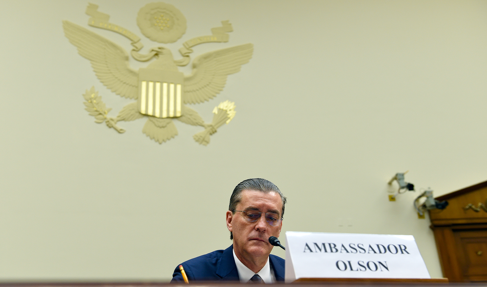 Former Special Representative for Afghanistan and Pakistan Richard Olson prepares to testify on Capitol Hill in Washington, US on December 16, 2015, before the House Foreign Affairs Committee hearing. (Photo courtesy: AP/File)