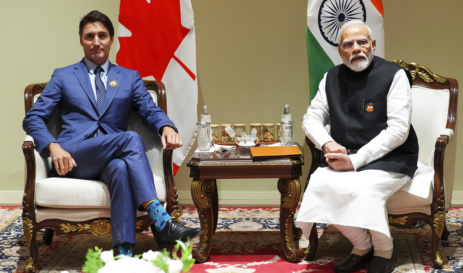 Canadian Prime Minister Justin Trudeau takes part in a bilateral meeting with Indian Prime Minister Narendra Modi during the G20 Summit in New Delhi, India on Sunday, September 10, 2023. (The Canadian Press via AP, File)
