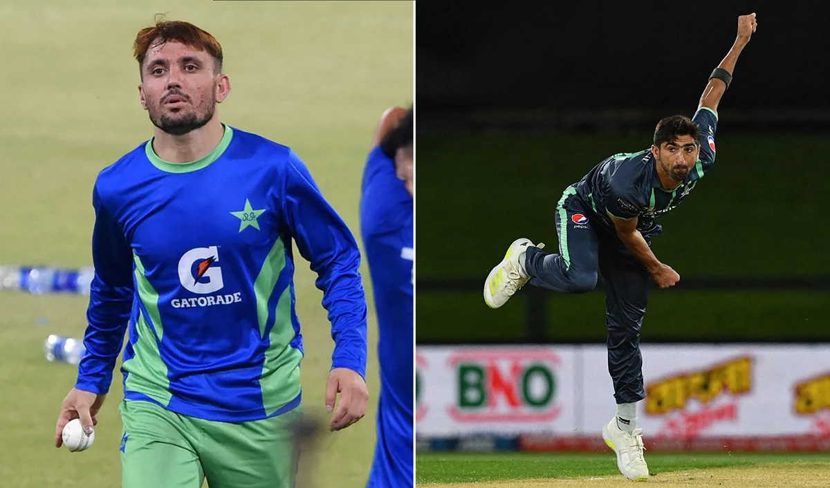 The combination of file photos shows Pakistani fast bowlers Zaman Khan, left, and Shahnawaz Dahani. (AFP photos)