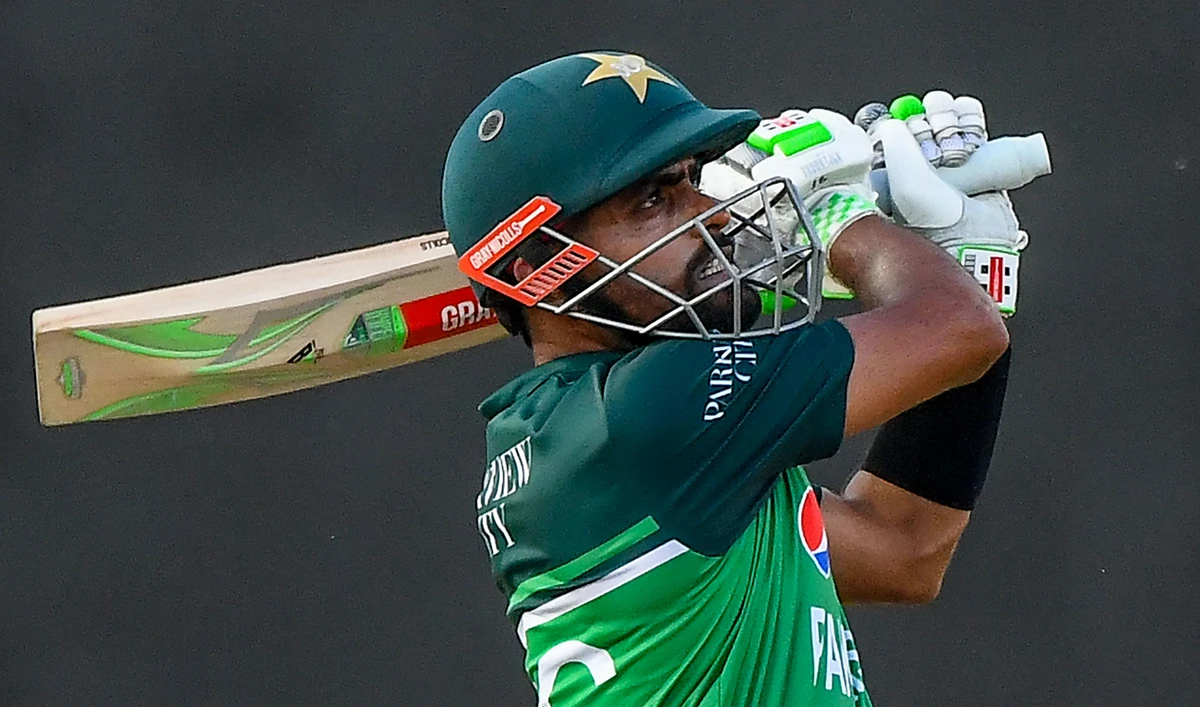 Pakistan's Babar Azam plays a shot during the third and final one-day international (ODI) cricket match between Pakistan and Afghanistan at the R. Premadasa Stadium in Colombo on August 26, 2023. (AFP/File)