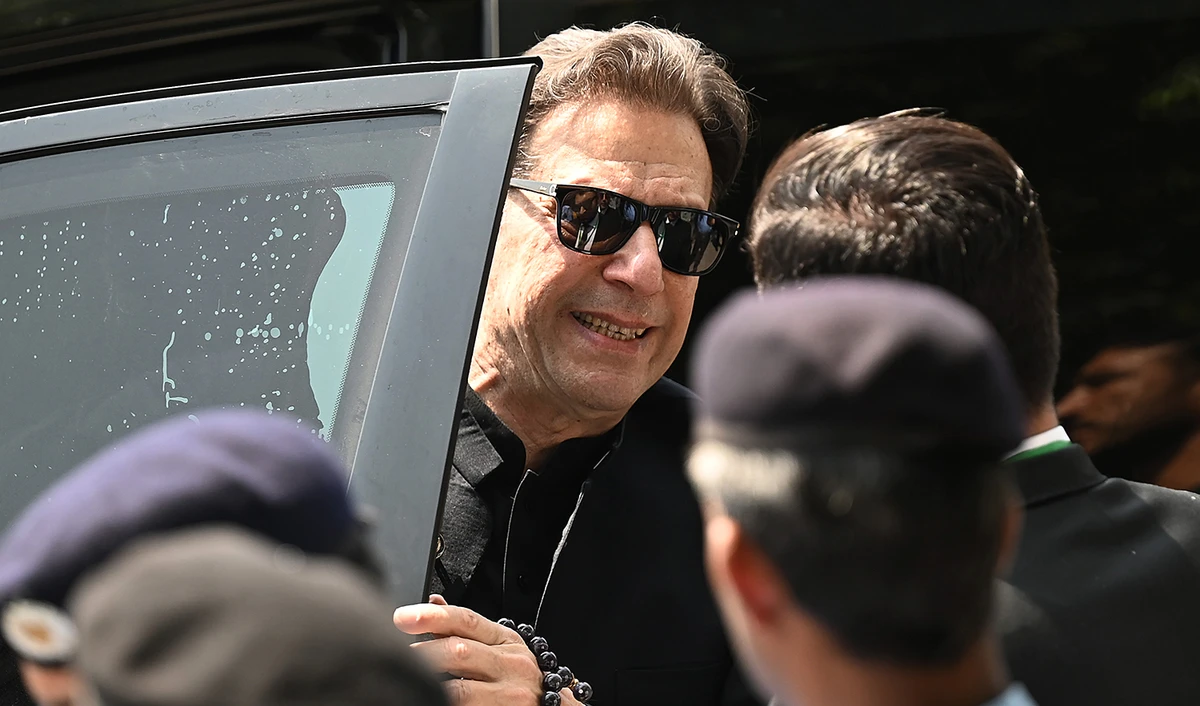 Pakistan's former Prime Minister Imran Khan arrives to appear in the Supreme Court in Islamabad on July 24, 2023. (AFP/File)