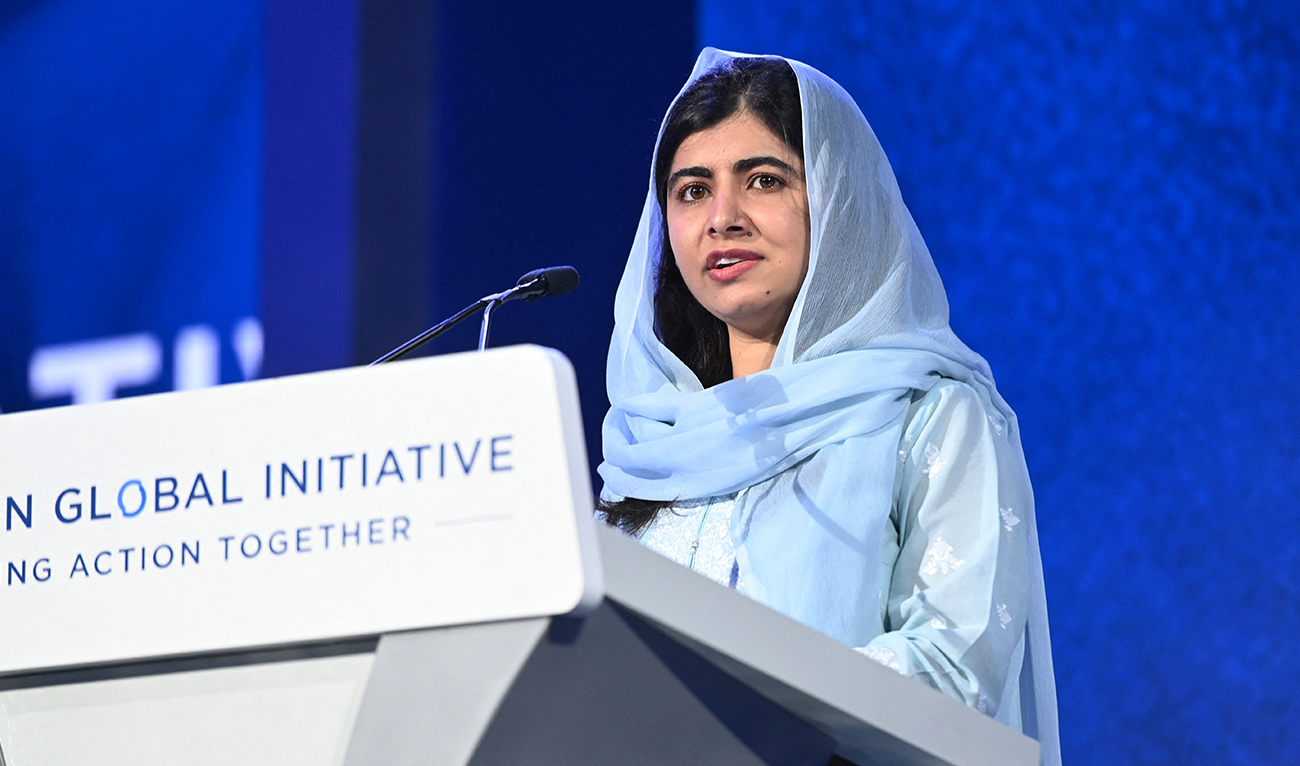 Malala Yousafzai speaks during the Clinton Global Initiative September 2022 Meeting at New York Hilton Midtown on September 20, 2022 in New York City. (AFP/File)