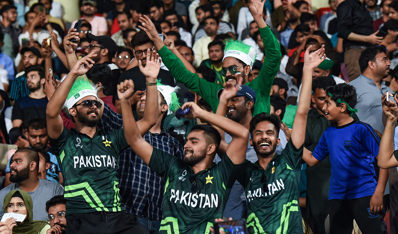 Pakistan's fans cheer during the Asia Cup 2023 one-day international (ODI) cricket match between Pakistan and Bangladesh at the Gaddafi Stadium in Lahore on September 6, 2023. (AFP/File)