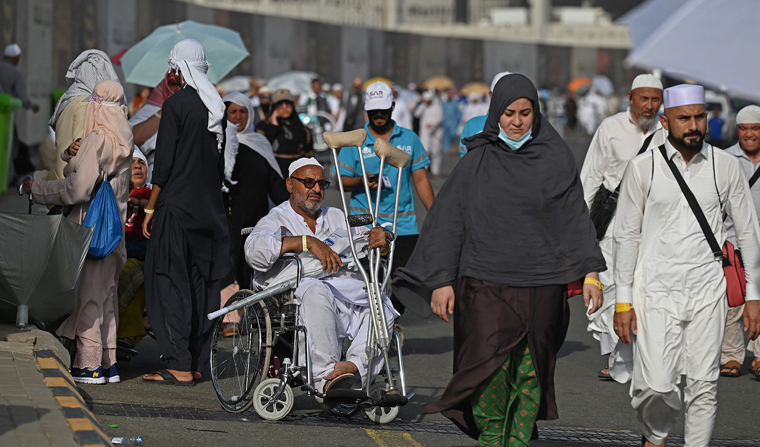 Muslim pilgrims arrive to perform the stoning of the devil ritual as part of the hajj pilgrimage in Mina, near Makkah, Saudi Arabia on June 29, 2023. (AFP/File)