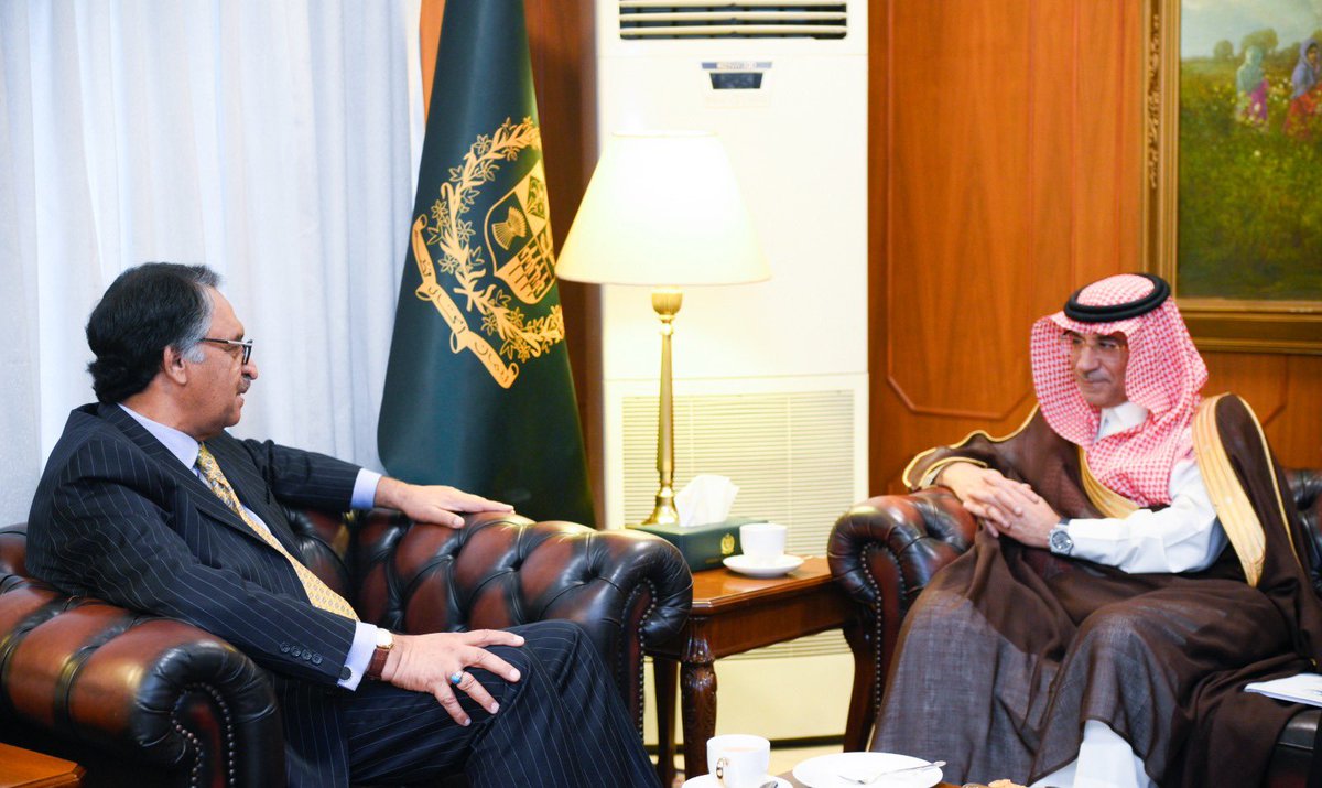 OIC envoy for Jammu and Kashmir, Ambassador Yousef Al Dobeay meets Pakistan's foreign minister Jalil Jilani in Islamabad on October 12, 2023. (Photo courtesy: @ForeignOfficePk/X)