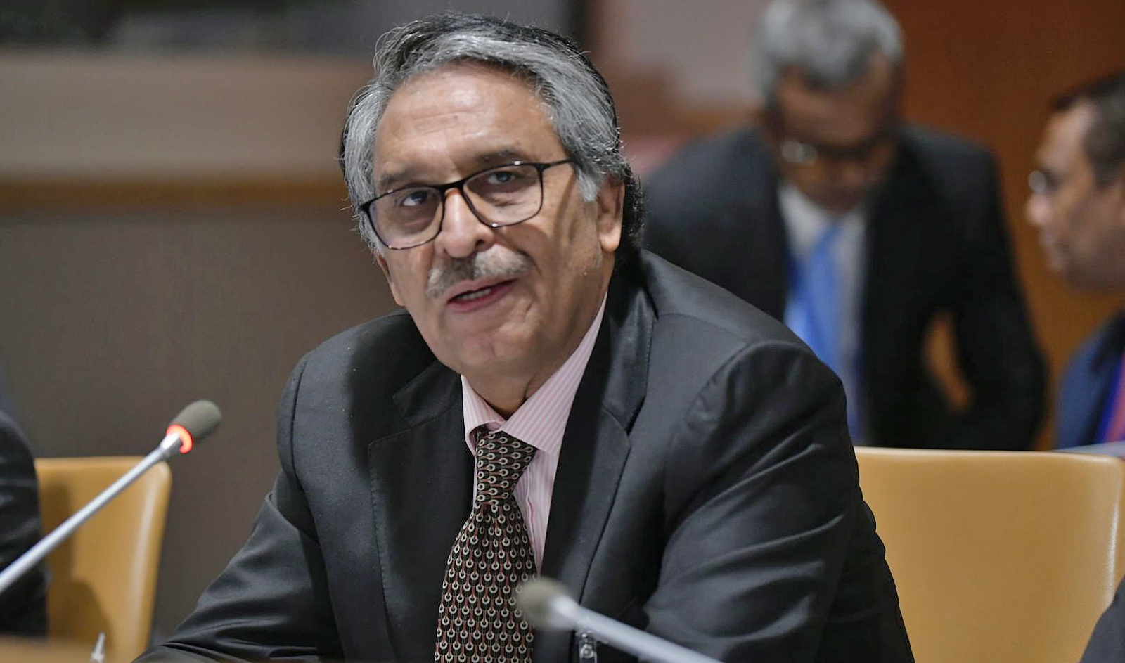 Pakistan's interim foreign minister Jalil Abbasi Jilani is addressing a United Nations Alliance of Civilizations Group of Friends meeting in New York, US, on September 22, 2023. (Photo courtesy: UNAOC/File)