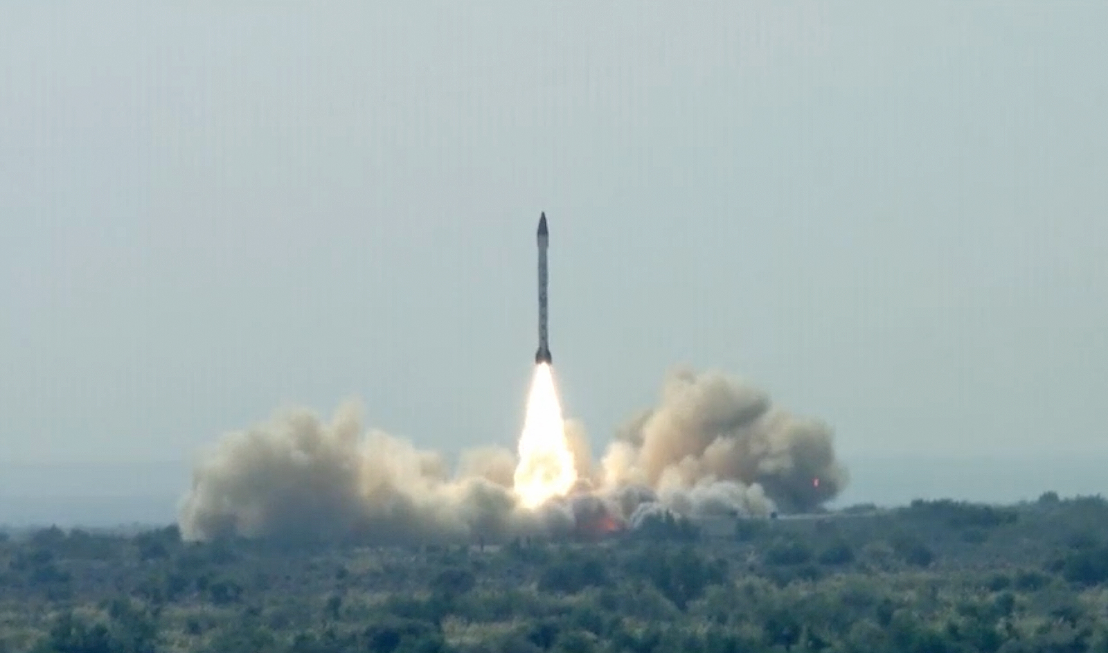 The picture taken on October 18, 2023, shows Pakistan army conducting a flight test of the Ababeel Weapon System. (Photo courtesy: ISPR)