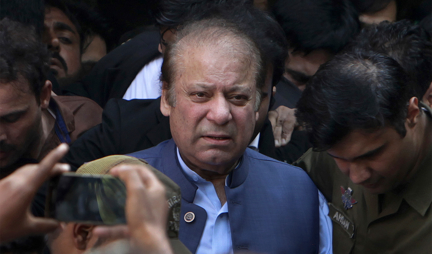 Former Pakistani Prime Minister Nawaz Sharif leaves a court in Lahore, Pakistan, on October 8, 2018. (AP/File)