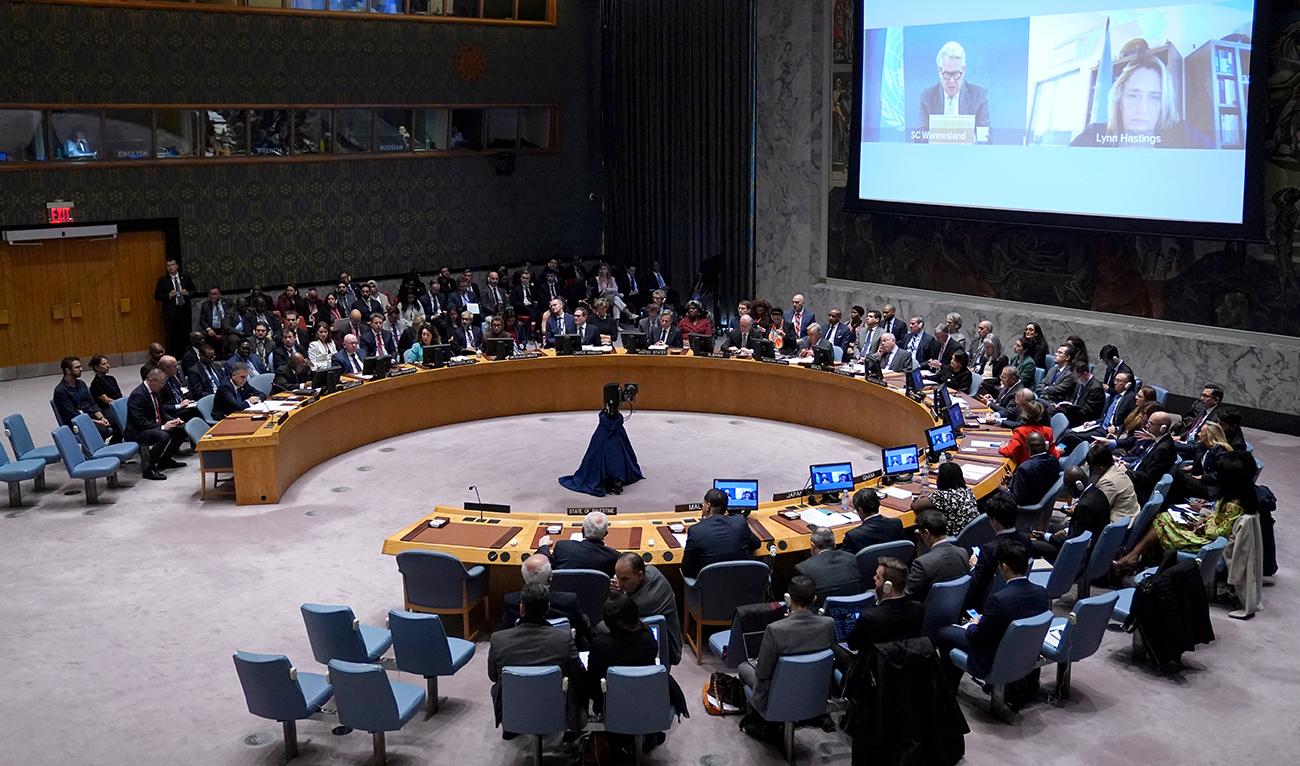 United Nations (UN) Security Council meeting on the conflict in Middle East at the UN headquarters in New York City on October 24, 2023. (AFP)