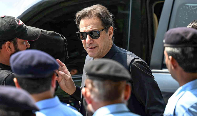 Pakistan's former Prime Minister Imran Khan arrives to appear in the Supreme Court in Islamabad on July 24, 2023. (AFP/File)