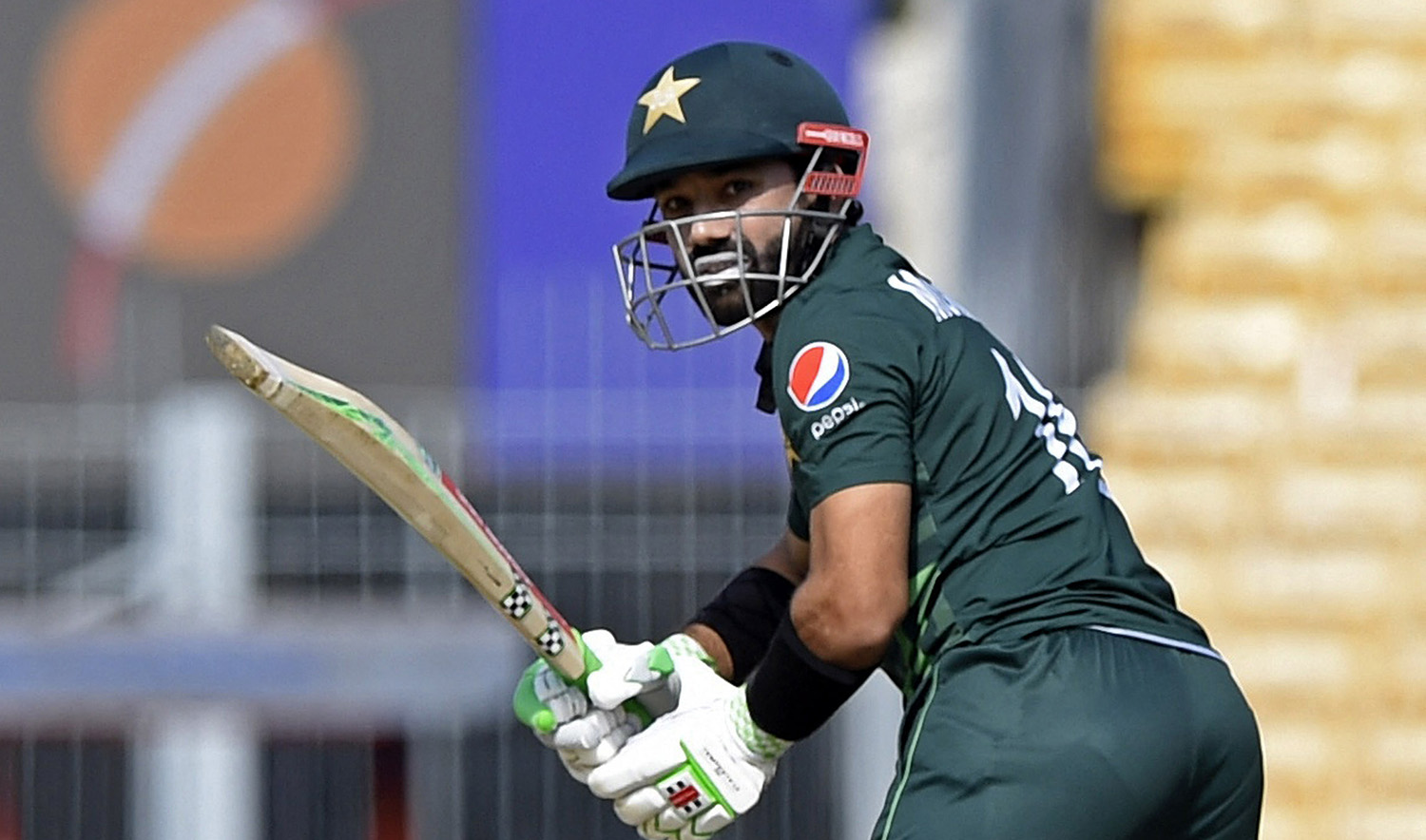 Pakistan's Mohammad Rizwan in action during a ICC Cricket World Cup 2023 match against South Africa at M. A. Chidambaram Stadium in Chennai, India on October 27, 2023. (REUTERS)