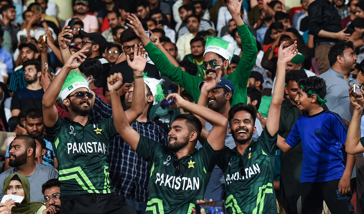 Pakistan's fans cheer during the Asia Cup 2023 one-day international (ODI) cricket match between Pakistan and Bangladesh at the Gaddafi Stadium in Lahore on September 6, 2023. (AFP/File)