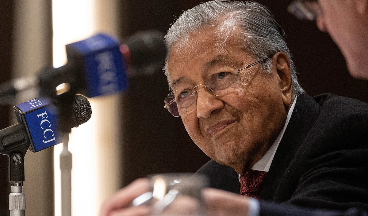 In this file photo, taken on May 24, 2023, Malaysia's former prime minister Mahathir Mohamad takes part in a speech and question and answer session at the Foreign Correspondents' Club of Japan during his visit to Tokyo. (AFP/File)