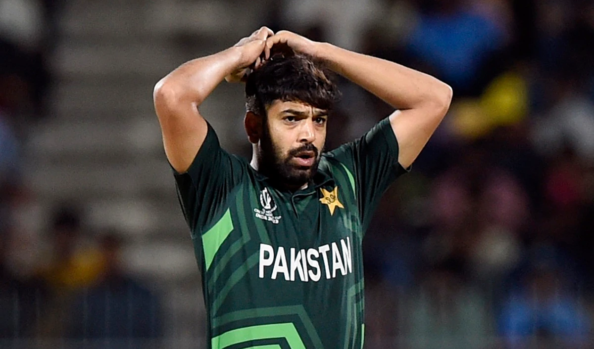 Pakistan's Haris Rauf during a ICC Cricket World Cup 2023 match against South Africa at Chidambaram Stadium in Chennai, India on October 27, 2023. (REUTERS)