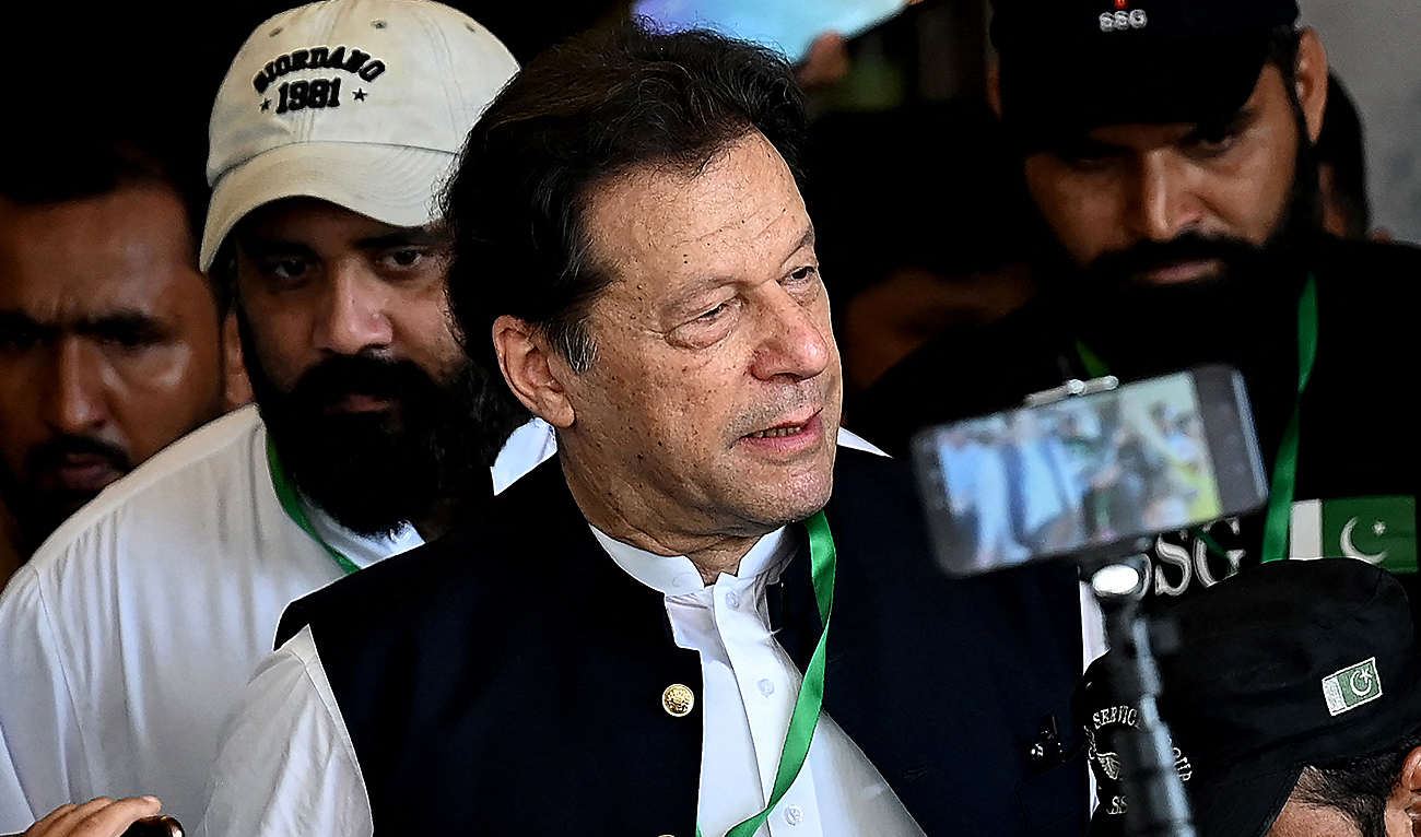 Pakistan's former Prime Minister Imran Khan (C) leaves after appearing in the Supreme Court in Islamabad on July 26, 2023. (AFP/File)