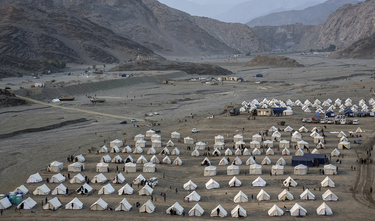 A general view of a camp where Afghan refugees are accommodated at the Torkham Pakistan-Afghanistan border, in Torkham, Afghanistan, Friday, Nov. 3, 2023. (AP)