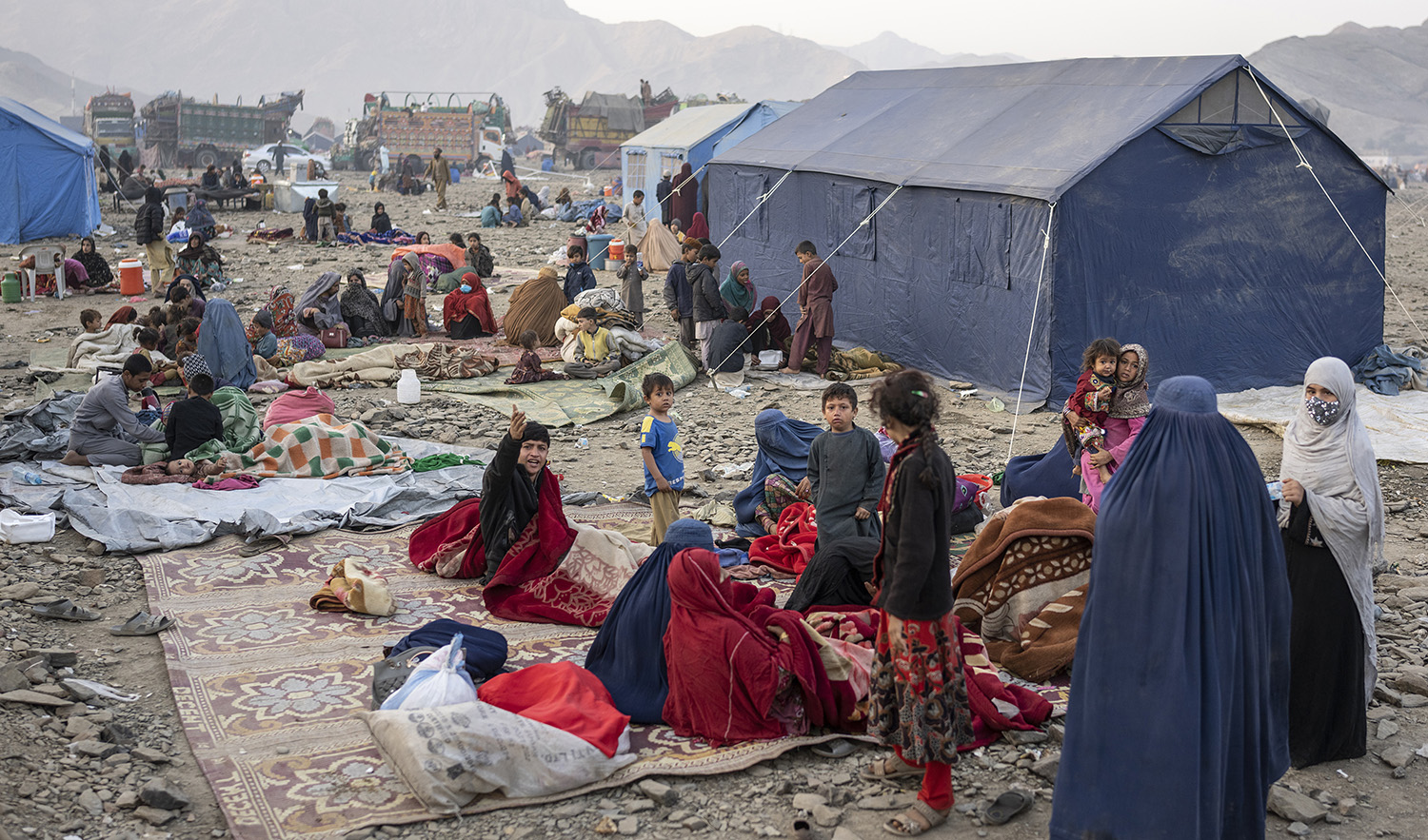 Afghan refugees settle in a camp near the Torkham Pakistan-Afghanistan border in Torkham, Afghanistan, on November 4, 2023. (AP)