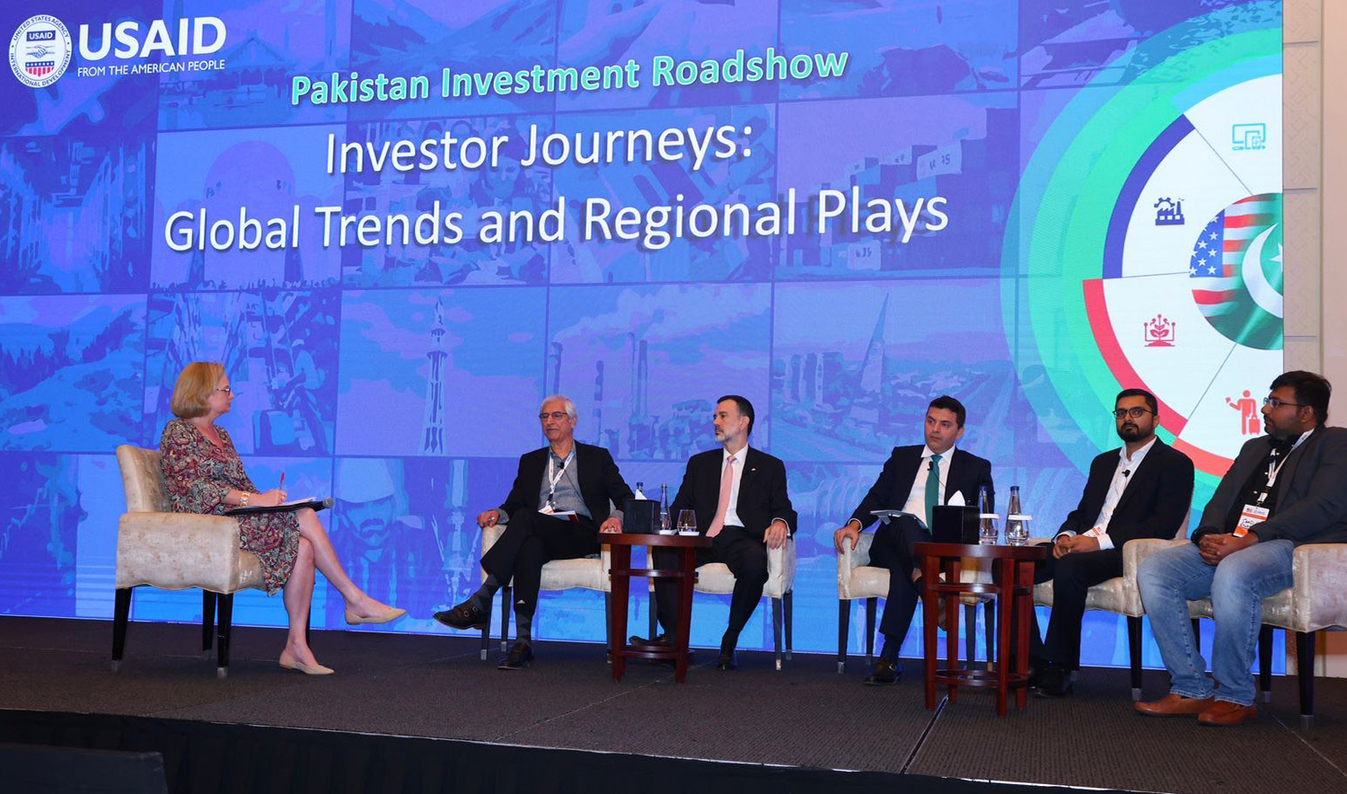 Panalists attend a discussion session at the three-day investment roadshow in Dubai, UAE, on November 7, 2023. (Photo courtesy: Pakistan mission in UAE)