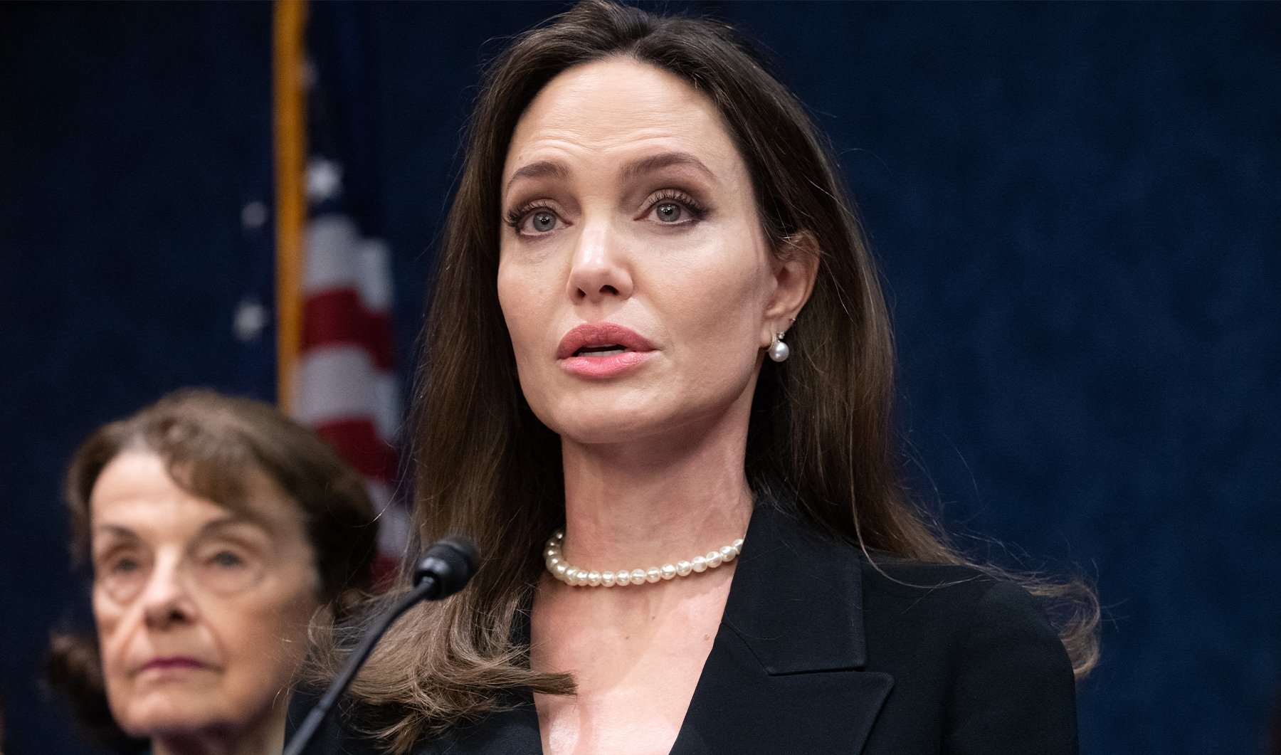 Actress Angelina Jolie speaks during a press conference in Washington, US on February 9, 2022. (AFP/File)