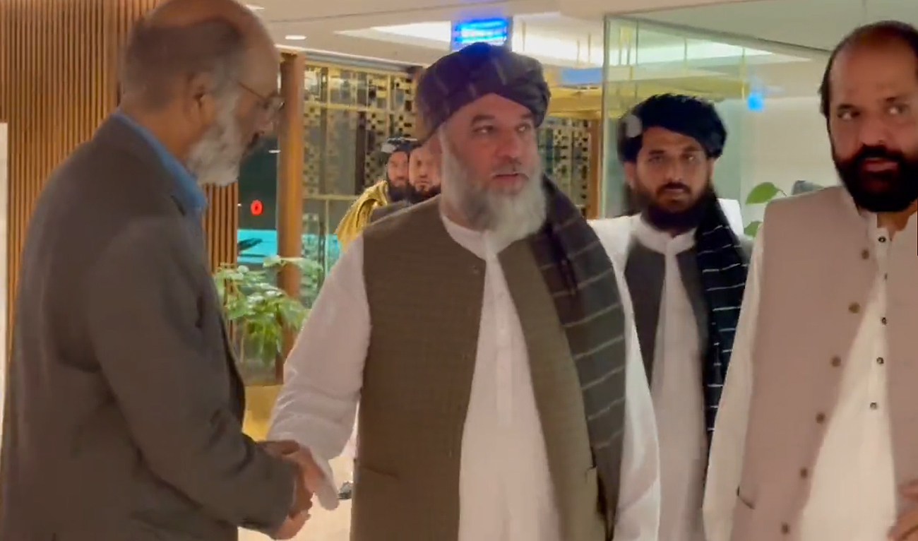 Afghanistan's Haji Nooruddin Azizi, Minister of Commerce and Industry, arrives to attend Afghanistan, Uzbekistan and Pakistan tripartite meeting in Islamabad on November 13, 2023. (Photo courtesy: X/@AfghanembassyI1)