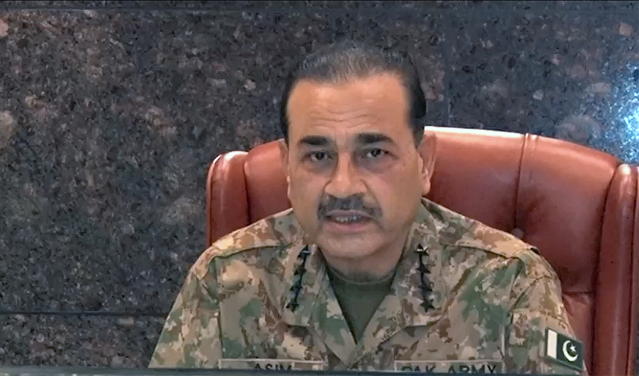 Pakistan's Army chief General Asim Munir addresses a meeting with leading religious scholars in Rawalpindi, Pakistan on November 17, 2023. (ISPR)