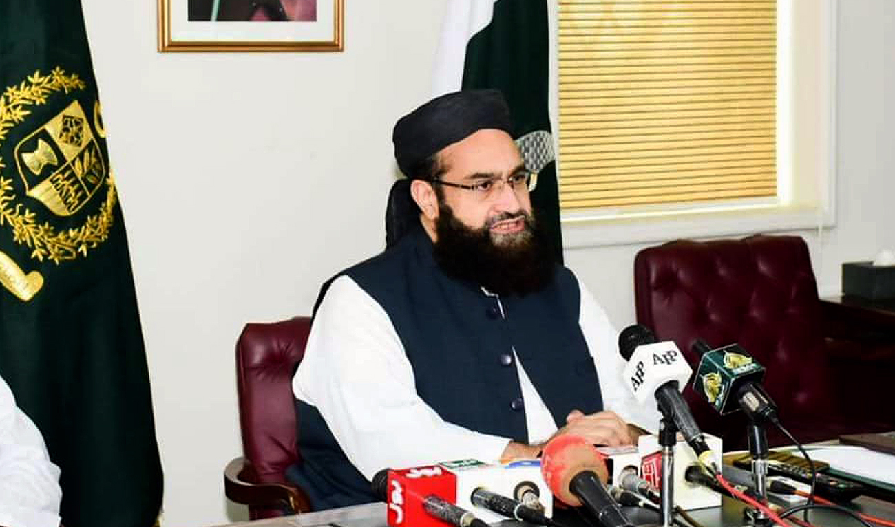 In this file picture, taken on October 2, 2021, Tahir Mahmood Ashrafi, prime minister’s special envoy to the Middle East, speaks during a press conference in Islamabad. (Photo courtesy: Facebook/ Tahir Ashrafi/File)
