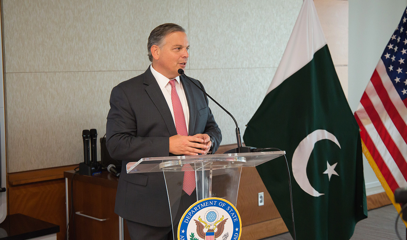 In this file photo, taken on August 7, 2023, US Ambassador to Pakistan Donald A. Blome speaks during an event in Karachi. (Photo courtesy: US Embassy)