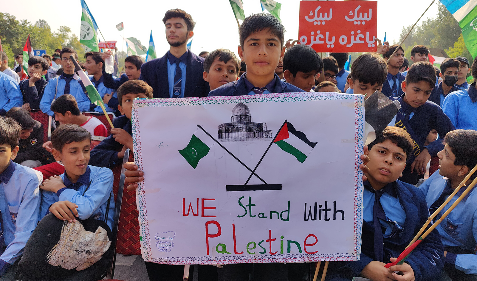 Students take part in a march to express their solidarity with Palestinians, in Islamabad, Pakistan on November 23, 2023. (AN photo)