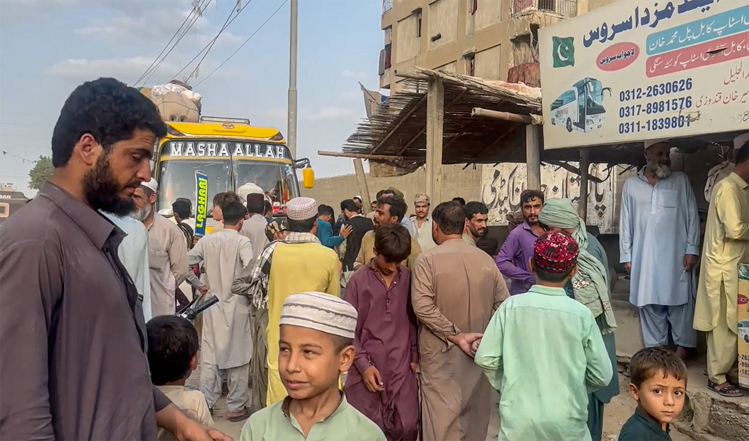 Afghan refugees are seen at a bus station in Sohrab Goth area of Pakistan's Karachi city on October 18, 2023. (AN photo/File)
