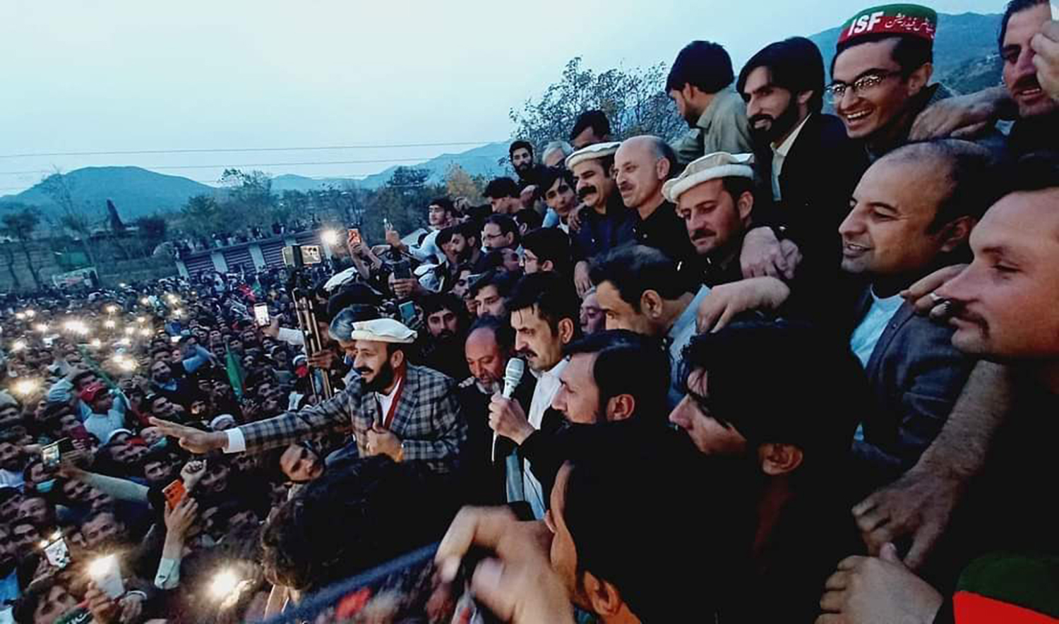 Pakistan Tehreek-e-Insaf (PTI) party's worker convention in Dir district of Pakistan's Khyber Pakhtunkhwa province on November 25, 2023. (Photo courtesy: @PTIofficial/X)
