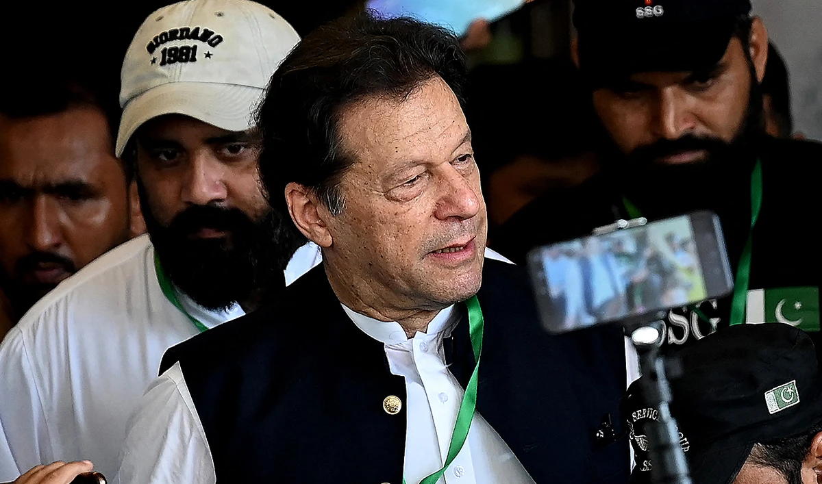 Pakistan's former Prime Minister Imran Khan (C) leaves after appearing in the Supreme Court in Islamabad on July 26, 2023. (AFP/File)