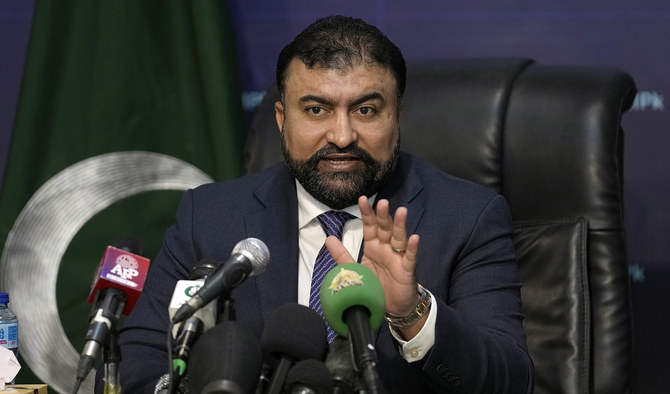 Pakistan's caretaker Interior Minister Sarfraz Bugti speaks during a press conference in Islamabad, Pakistan, on October 26, 2023. (AP/File)