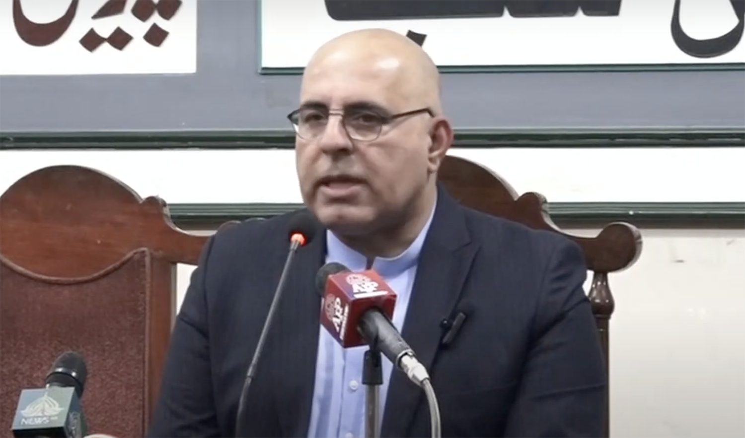 Caretaker information minister of Balochistan province, Jan Achakzai, speaks during a press conference in Quetta, Pakistan on December 18, 2023. (Photo courtesy: social media)