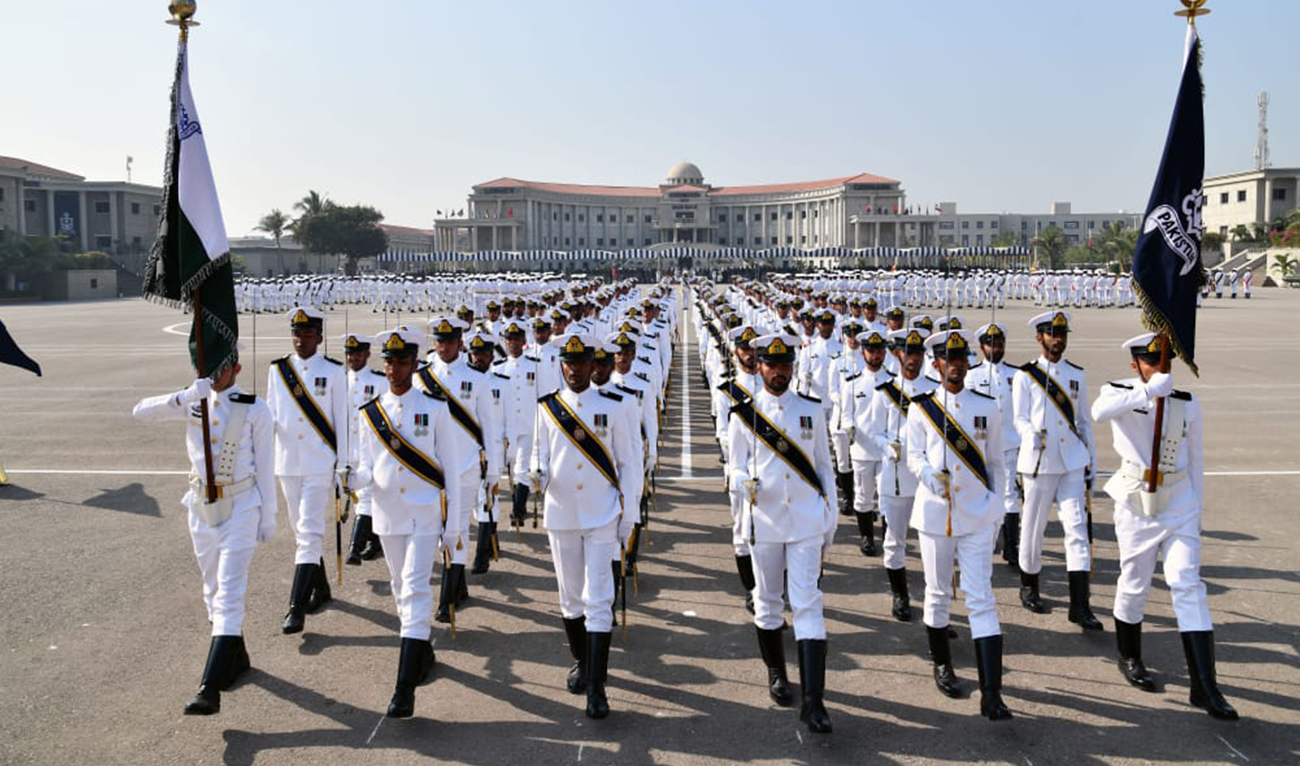 Commissioning term marching off during the 120th Midshipmen and 28th SSC course commissioning parade at Pakistan Naval Academy Manora, Karachi, Pakistan on December 30, 2023. (Photo courtesy: Pakistan Navy)