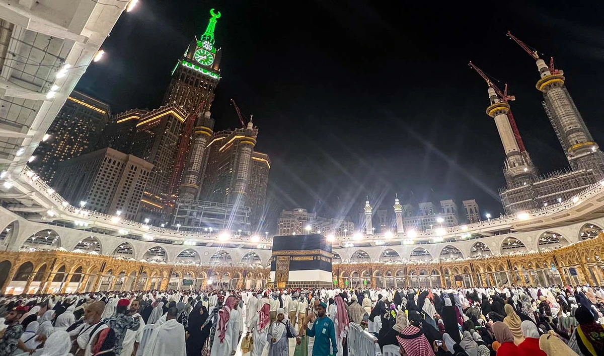 Muslim pilgrims pray around the Kaaba, Islam's holiest shrine, at the Grand Mosque in the holy city of Mecca on June 22, 2023, as they arrive for the annual Hajj pilgrimage. (AFP/File)