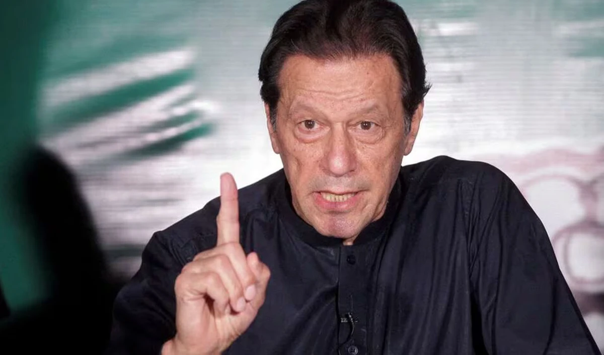Pakistan's former Prime Minister Imran Khan gestures as he speaks to the members of the media at his residence in Lahore, Pakistan May 18, 2023. (REUTERS)