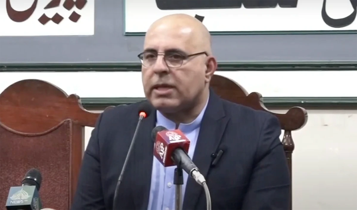 Caretaker information minister of Balochistan province, Jan Achakzai, speaks during a press conference in Quetta, Pakistan on December 18, 2023. (Photo courtesy: social media)