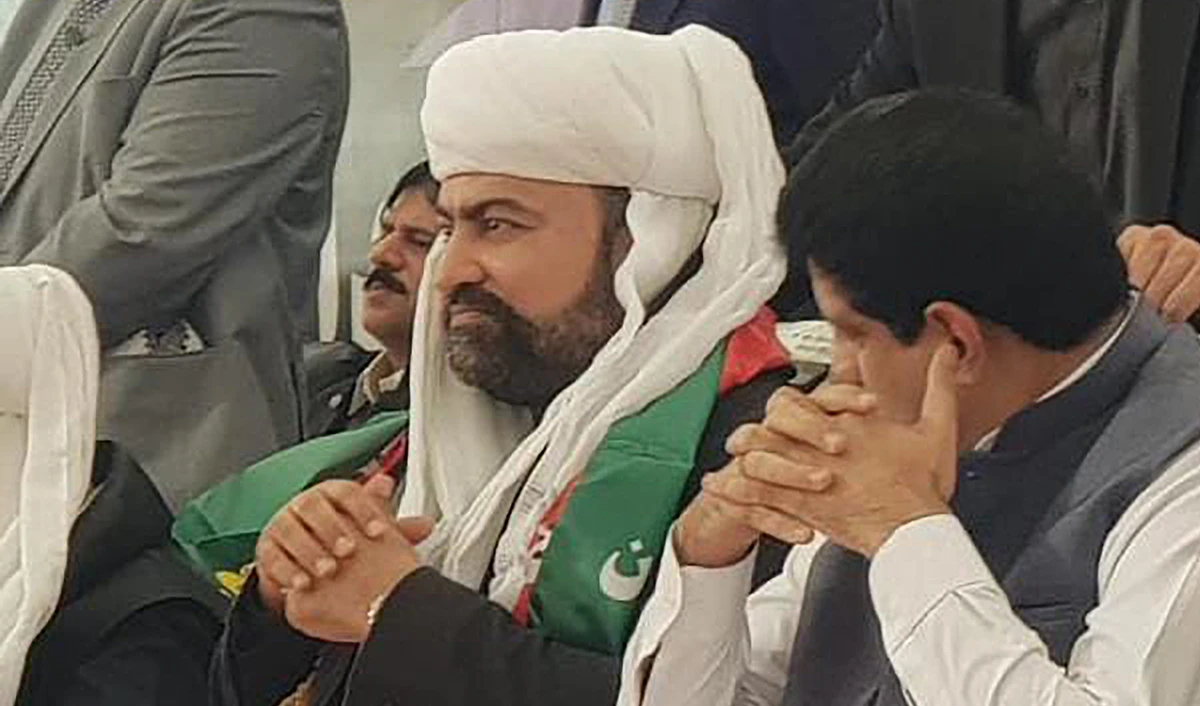 Pakistan’s former caretaker interior minister Sarfraz Bugti, center, at Pakistan Peoples Party's rally in Turbat, Balochistan on December 18, 2023. (Photo courtesy: @ShahidNazirPPPX/X)