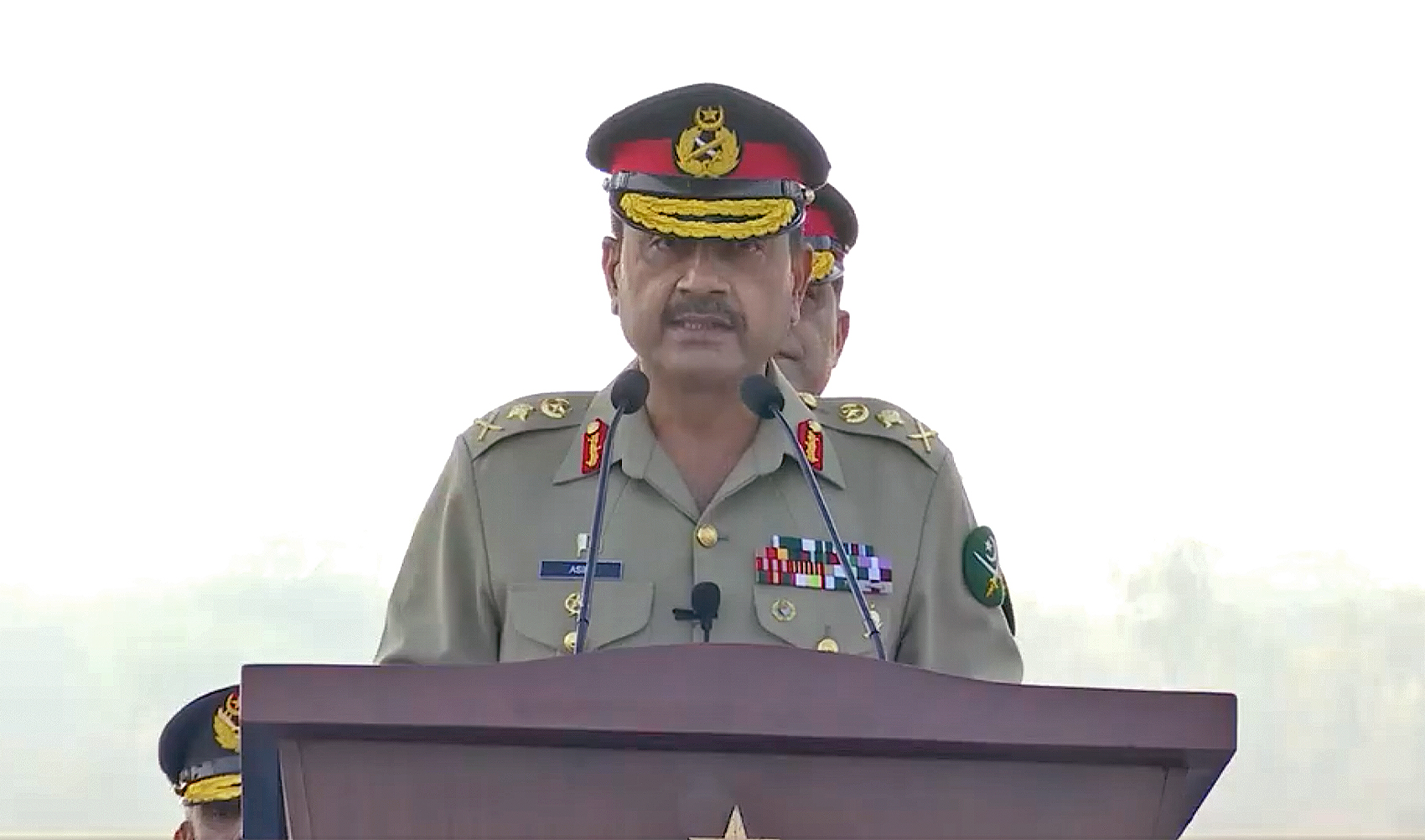 Pakistan's Chief of Army Staff General Asim Munir address a ceremony regarding the induction and operationalization of latest PAF arsenal in Rawalpindi, Pakistan, on January 2, 2024. (ISPR)