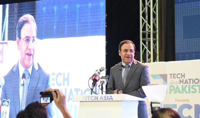 Caretaker Federal Minister for IT & Telecom, Dr. Umar Saif, speaks at ITCN Asia 23, the International IT & Telecom show at Expo Center Karachi, Pakistan, on August 31, 2023. (Photo courtesy: X/@umarsaif/File)