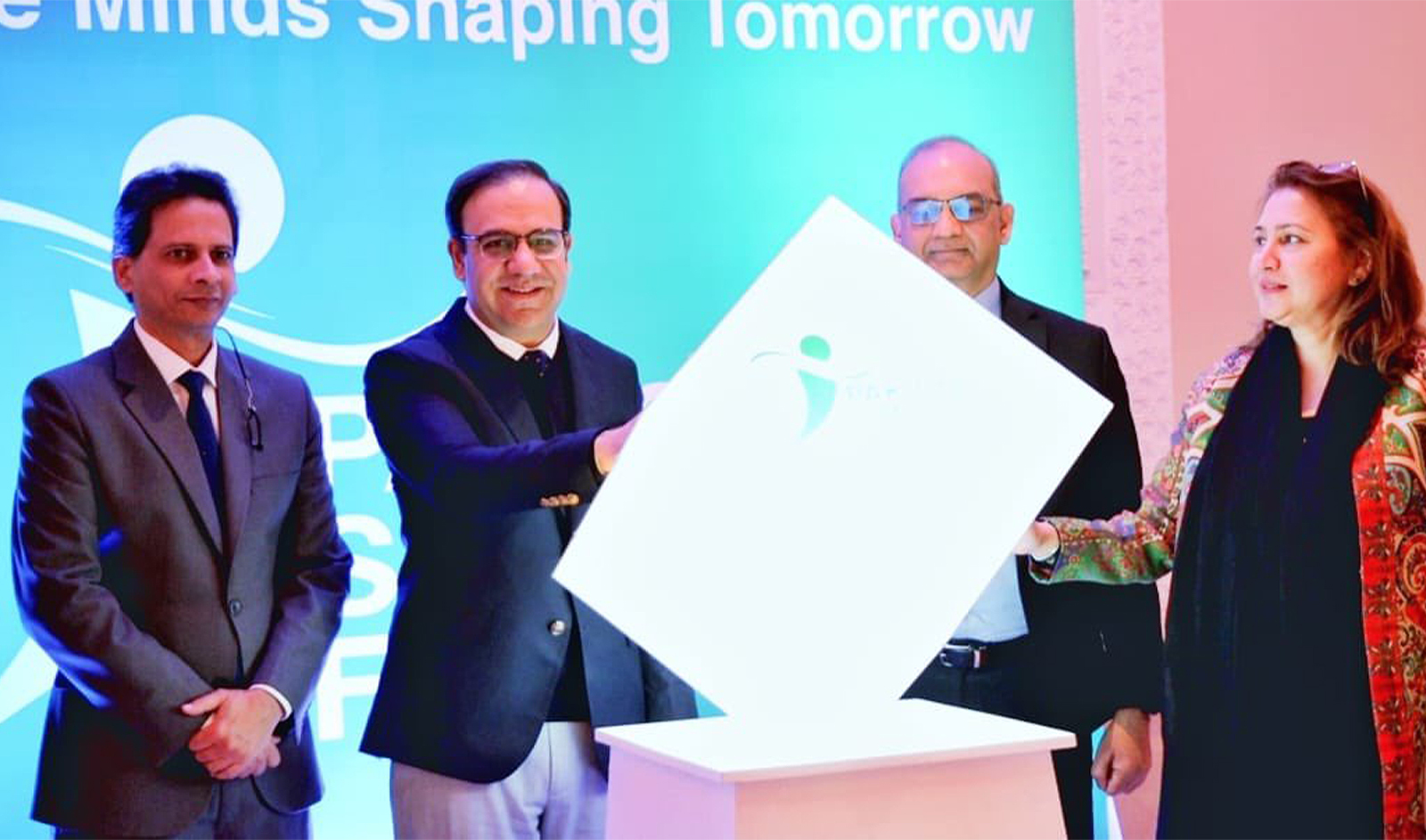 Pakistan's IT minister Dr Umar Saif (second from left) is pictured during the launch ceremony of Pakistan Startup Fund in Islamabad, Pakistan, January 9, 2024. (Government of Pakistan)