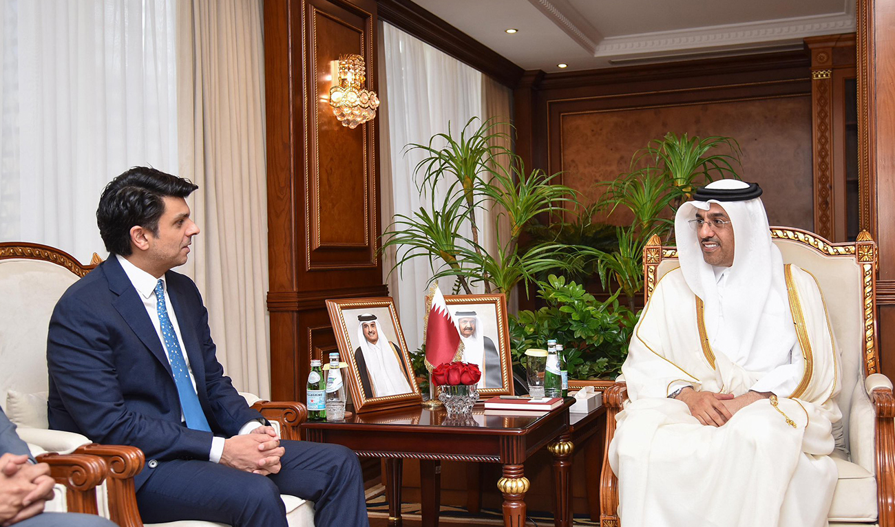 The photo taken on January 17, 2024, shows Pakistani prime minister’s aide Jawad Sohrab Malik in a meeting with Qatar's labor minister, Dr. Ali bin Samikh Al Marri in Doha, Qatar. (Photo courtesy: Ministry of Overseas Pakistanis & HRD)