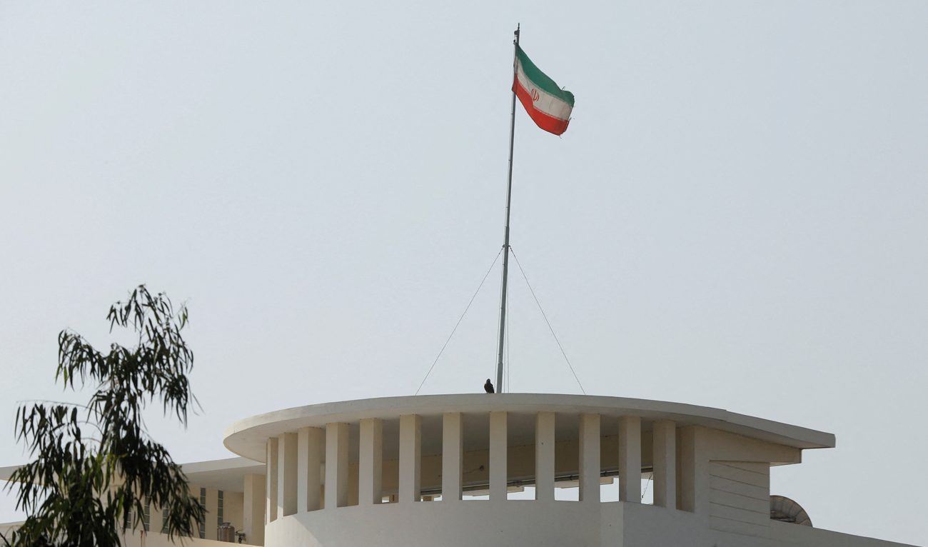 The flag of Iran is seen over its consulate building, after the Pakistani foreign ministry said the country conducted strikes inside Iran targeting separatist militants, two days after Tehran said it attacked Israel-linked militant bases inside Pakistani territory, in Karachi, Pakistan January 18, 2024. (REUTERS)