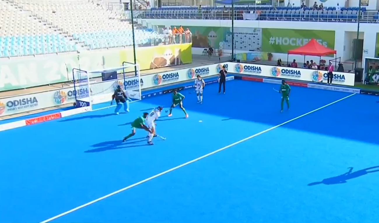 The still image taken from a video shows a match between Nigeria and Pakistan men’s field hockey team on January 28, 2024, during the Hockey 5s World Cup in Oman. (Photo courtesy: @FIH_Hockey/X)