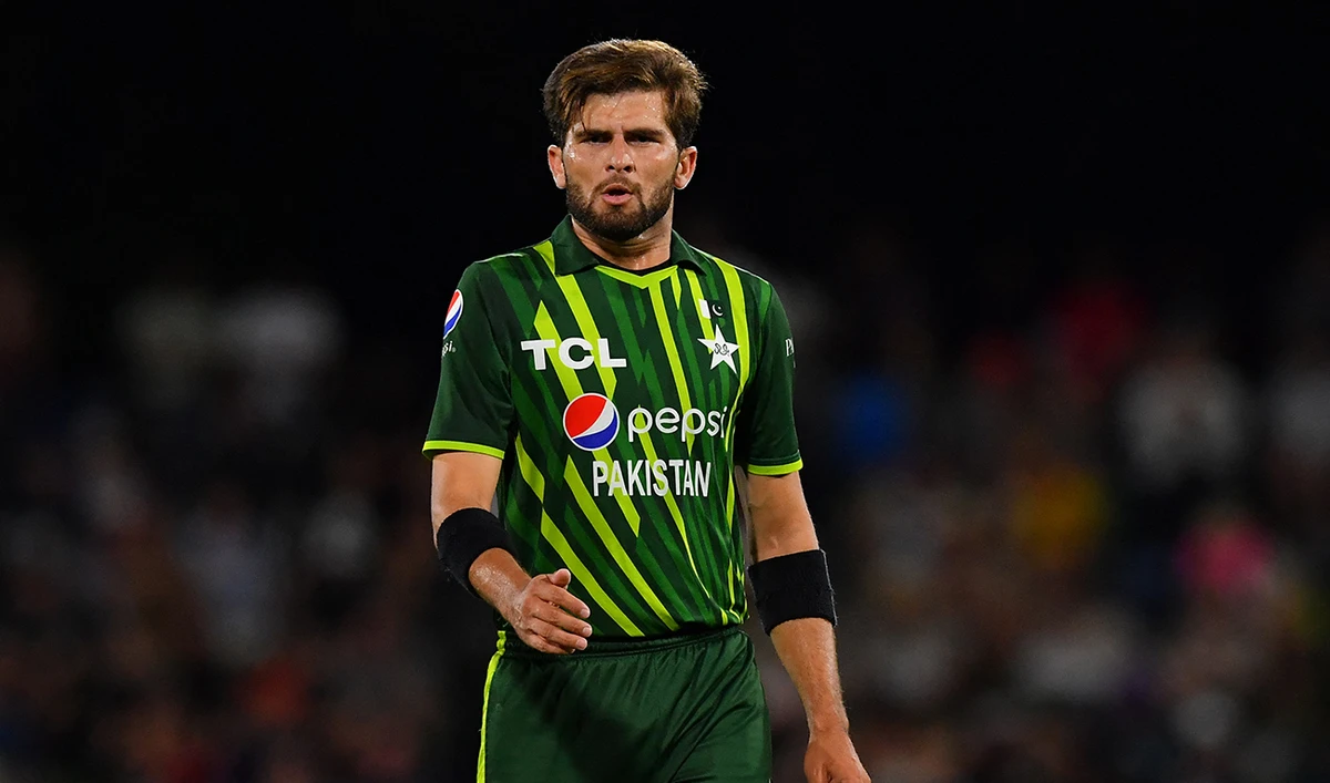 Pakistan's Shaheen Shah Afridi looks on during the fourth Twenty20 international cricket match between New Zealand and Pakistan at Hagley Oval in Christchurch on January 19, 2024. (AFP/File)