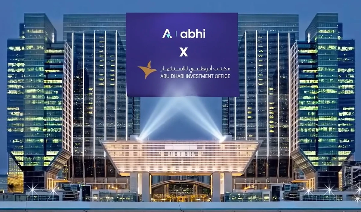 This screengrab, taken from the promotional video posted on January 24, 2024 by ABHI, a Pakistani finance platform, shows an illustrated image announcing the partnership between ABHI and Abu Dhabi Investment Office. (Photo courtesy: ABHI)
