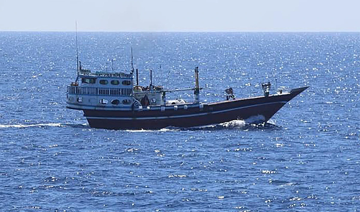 This handout photograph taken on January 29, 2024 and released by Indian Navy shows an Iranian fishing vessel after it has been freed by the Indian Navy, off the coast of Somalia in the Indian Ocean. India's navy said on January 29 it had freed an Iranian fishing vessel hijacked by pirates off the coast of Somalia following the latest attack against shipping in the Indian Ocean. (INDIAN NAVY/AFP)