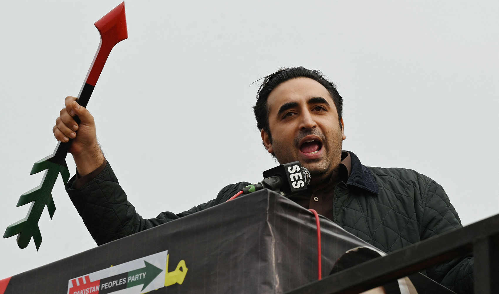 Pakistan People's Party (PPP) chairman Bilawal Bhutto Zardari addresses supporters during an election campaign rally in Batkhela town of Malakand district in Khyber Pakhtunkhwa province on January 31, 2024, ahead of Pakistan's upcoming national elections. (AFP)